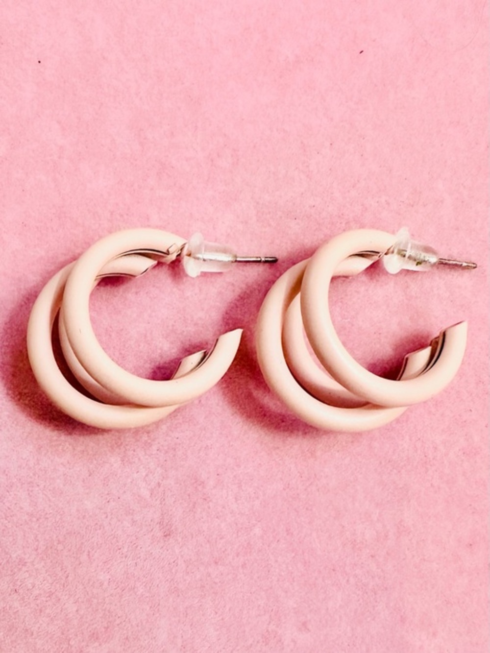 NWT Blush Pink Triple Hoop Earrings